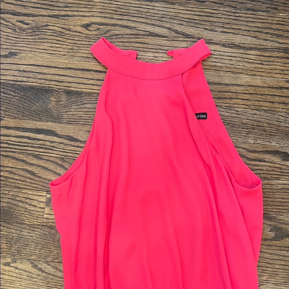 krisa Asymmetrical Flare Halter Mini Dress Freesia Pink XS NWT $209 - Picture 5 of 7